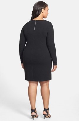 DKNY DKNYC Textured Asymmetrical Ruched Front Sheath Dress (Plus Size)