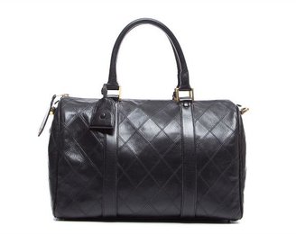 Chanel Pre-Owned Black Lambskin Vintage Large Boston Bag