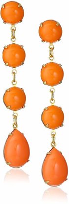 Yochi Orange and Gold-Tone Earrings