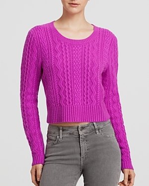 Aqua Sweater - Cable Cropped Cashmere