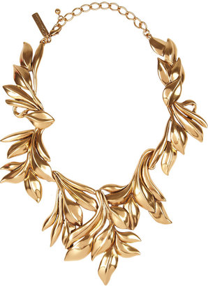 Oscar de la Renta 24-karat gold-plated leaf necklace