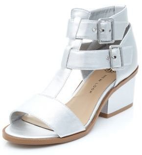 New Look Teens White Double T-Bar Strap Block Heeled Sandals