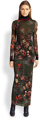 Jean Paul Gaultier Floral Tulle Turtleneck Dress