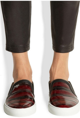 Givenchy Skate shoes in black and dark red striped eel with white rubber soles