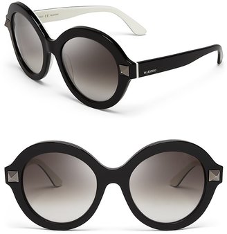 Valentino Rockstud Oversized Round Sunglasses, 54mm