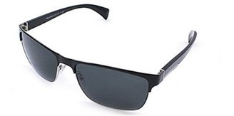 Prada PR 51OS GAQ1A1 Shiny Black and Silver Sunglasses Grey Gradient Lens