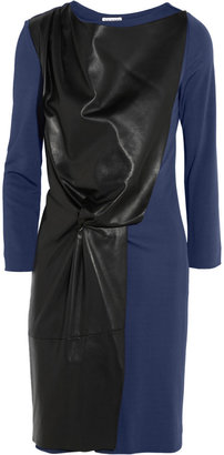 Vionnet Draped leather and jersey-crepe dress