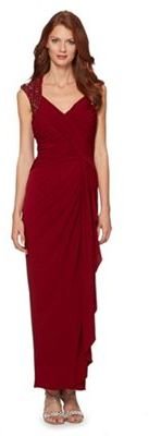 Jenny Packham No. 1 Designer dark red embellished shoulder evening maxi dress