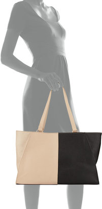 Neiman Marcus Jules Colorblock Winged Tote Bag, Black/Nude