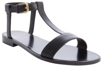 Saint Laurent black leather t-strap sandal