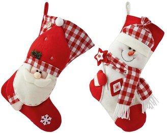 19 Inch Fabric Santa And Snowman Christmas Stockings