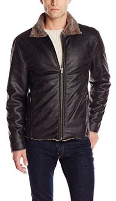 True Grit Men's Vintage Melange Shearling Faux-Leather Moto Jacket