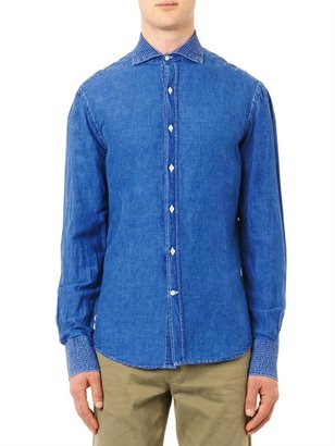 Michael Bastian Linen and cotton-blend denim shirt