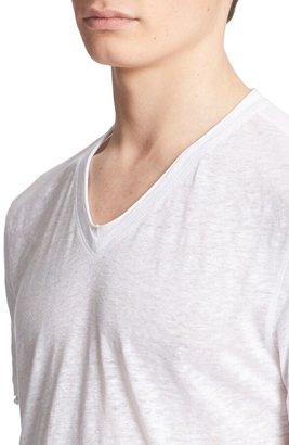 John Varvatos Linen Slim Fit V-Neck T-Shirt