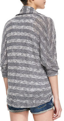 Splendid Sierra Striped Loose-Knit Cardigan, Graphite