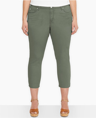 Levi's Plus Size Mid-Rise Skinny Cropped Jeans, Olive Forest Wash