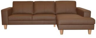 Ben de Lisi Home Brown leather 'Cara' right hand facing chaise corner sofa with light wood feet
