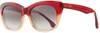Toms Ombre Plastic Cat-Eye Sunglasses, Red