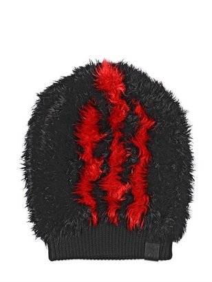 Y-3 Shaggy Striped Faux Fur Hat