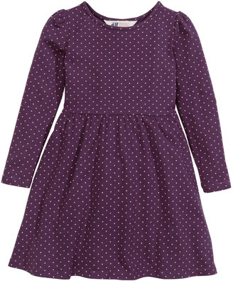 H&M Patterned Jersey Dress - Dark purple - Kids