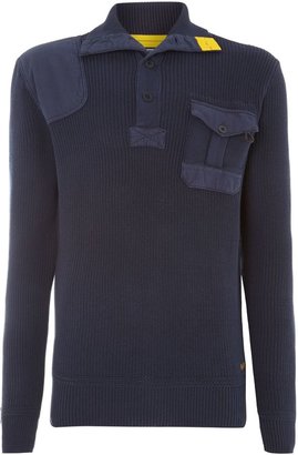 Polo Ralph Lauren Men's Heavy knit button mock pocket patch jumper
