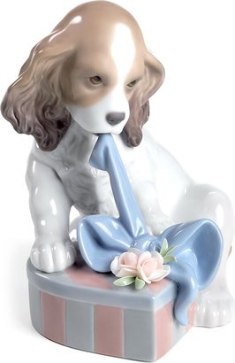 Lladro Collectible Figurine, Can't Wait! Puppy with Gift