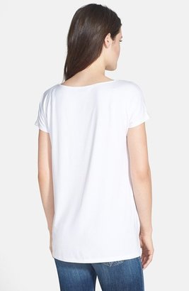 Chaus Drape Front High/Low V-Neck Top