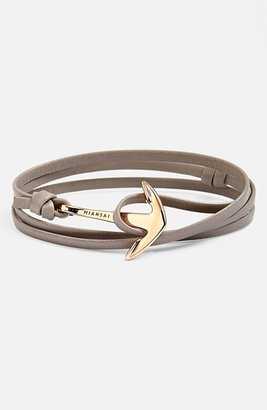Miansai Rose Gold Anchor & Leather Wrap Bracelet