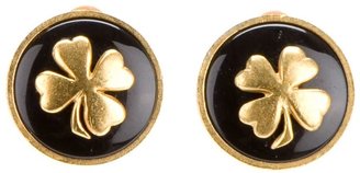 Chanel Vintage shamrock clip on earrings