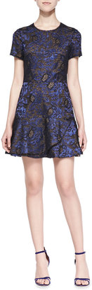 BCBGMAXAZRIA Marissa Short-Sleeve Metallic Lace Dress