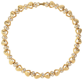 Susan Caplan Vintage 1980s Nina Ricci Gold Plated Swarovski Crystal Bow Necklace