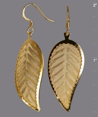 Lisa K gold 'Tea Leaf' drop earrings