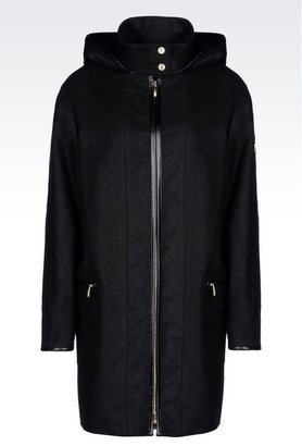 Armani Jeans Hooded Coat In Broadcloth