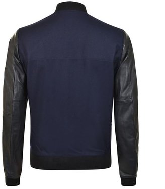 Paul Smith Leather Sleeved Bomber Jacket