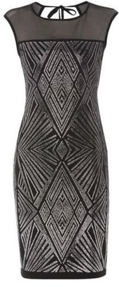 Roman Originals -  Art Deco Beaded Cocktail Party Dress Ladies Black and Silver