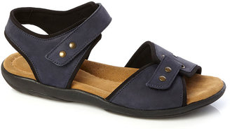 Navy TLC Leather Double Strap Comfort Sandals