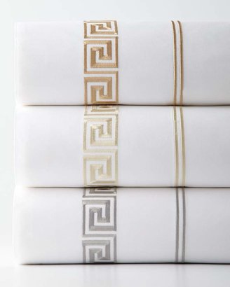Peter Reed King Greek Key Embroidered 200 Thread-Count Flat Sheet