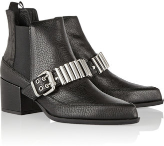 McQ Embellished textured-leather Chelsea boots