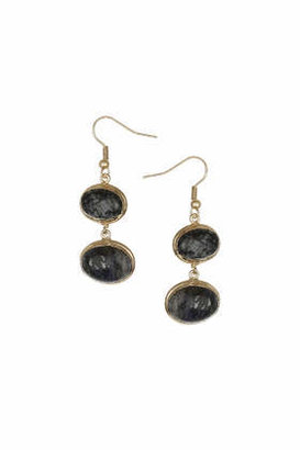 Topshop Womens Semi Precious Stone Drop Earrings - Navy Blue