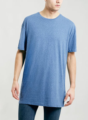 Topman Blue Textured Panel T-Shirt