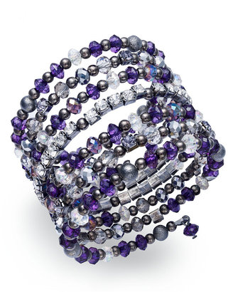 INC International Concepts Hematite-Tone Purple Bead Multi-Row Coil Bracelet