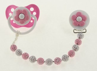 Dream Baby Crystal Pink and White Daisy Pastel Pacifier Clip (CPPD)