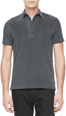 Ralph Lauren Black Label Patch-Pocket Casual Polo, Med Gray