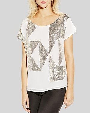 Vince Camuto Geometric Sequined Top