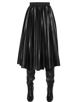 Lanvin Plisse Faux Leather Skirt