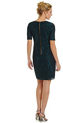 Donna Ricco Floral Lace Short-Sleeve  Dress
