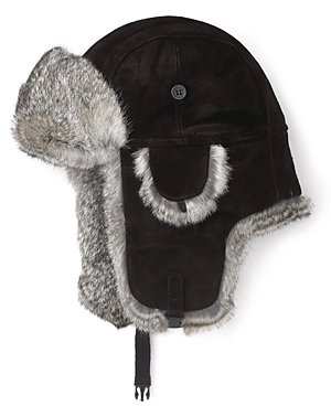 Crown Cap Fur Trim Suede Aviator Hat