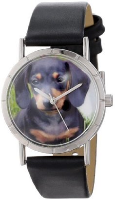 Whimsical Watches Kids' R0130034 Classic Dachshund Black Leather And Silvertone Photo Watch