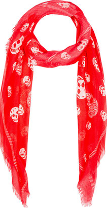 Alexander McQueen Coral Red Skull Scarf