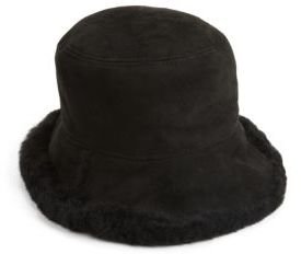 Saks Fifth Avenue Suede & Shearling Seamed Cloche Hat